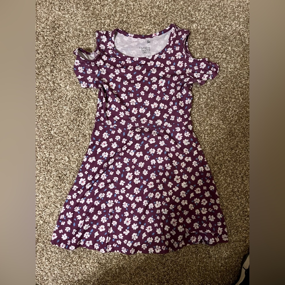 Girls Flower Skater Dress - Size 7